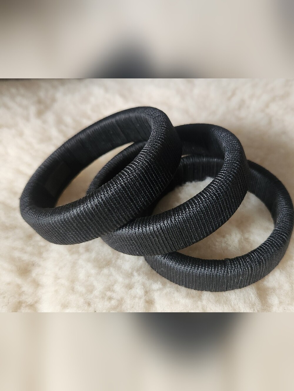 Lee Angel Jewelry Set of 3 Black Wrapped Bangle Bracelets